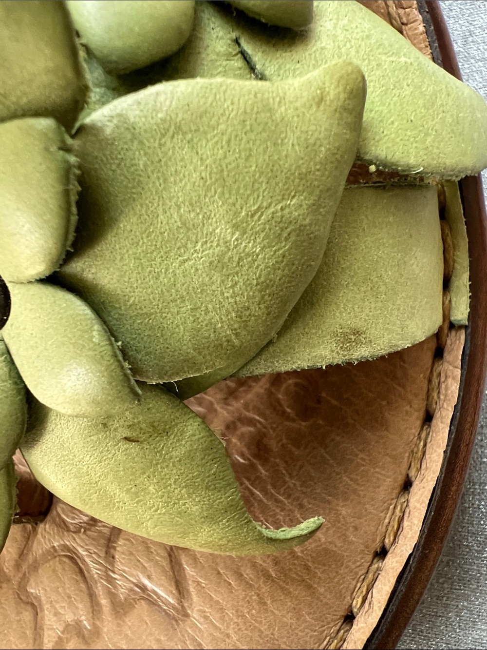 Born | Lime Green Floral Leather Slide Sandals - Picture 7 of 16